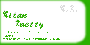 milan kmetty business card